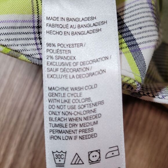 ☔️🔹️Izod Golf Lime Green & Purple Plaid Bermuda Shorts Size 4 - Picture 8 of 9